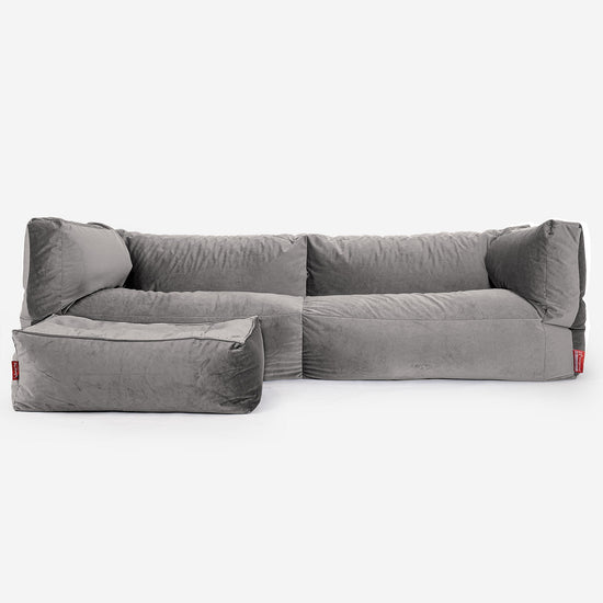 Albert 3-seter Saccosekk Sofa - Fløyel Sølv 02