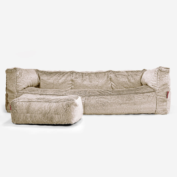 Albert 3-seter Saccosekk Sofa - Kanin-fuskepels Gyllenbrun 02