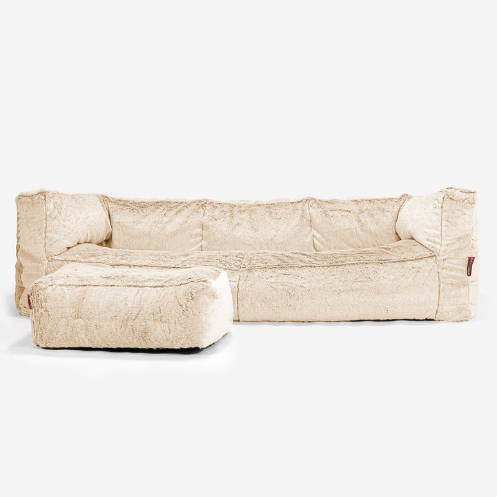 Albert 3-seter Saccosekk Sofa - Kanin-fuskepels Hvit 02