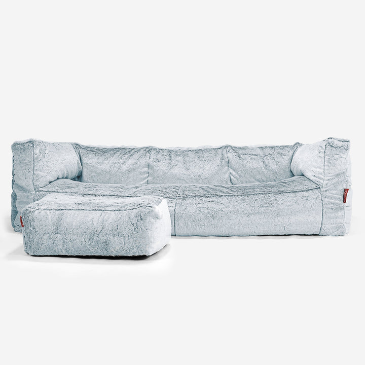 Albert 3-seter Saccosekk Sofa - Kanin-fuskepels Støvete Blå 02