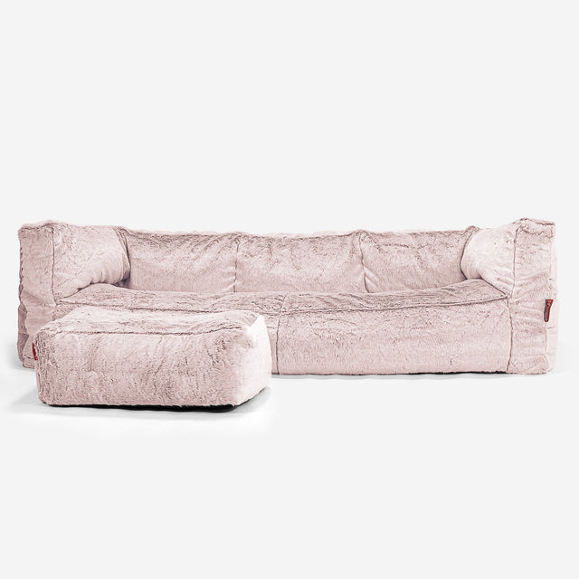 Albert 3-seter Saccosekk Sofa - Kanin-fuskepels Støvete Rosa 02