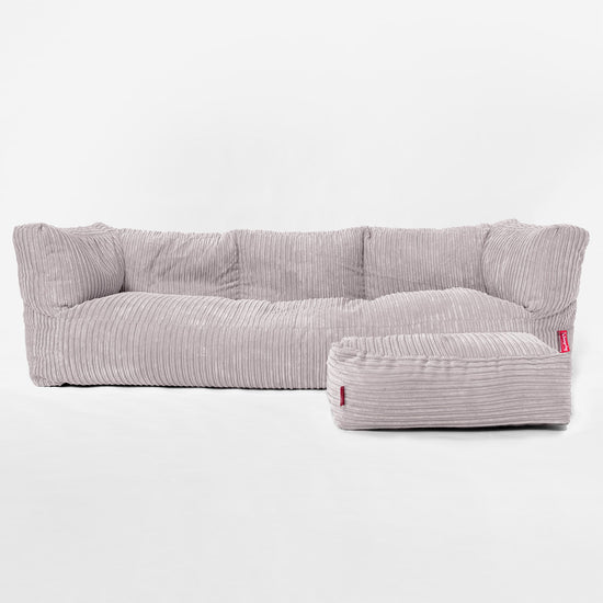 Albert 3-seter Saccosekk Sofa - Kordfløyel Sølvgrå 02