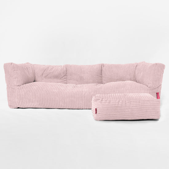 Albert 3-seter Saccosekk Sofa - Kordfløyel Rødmerosa 02
