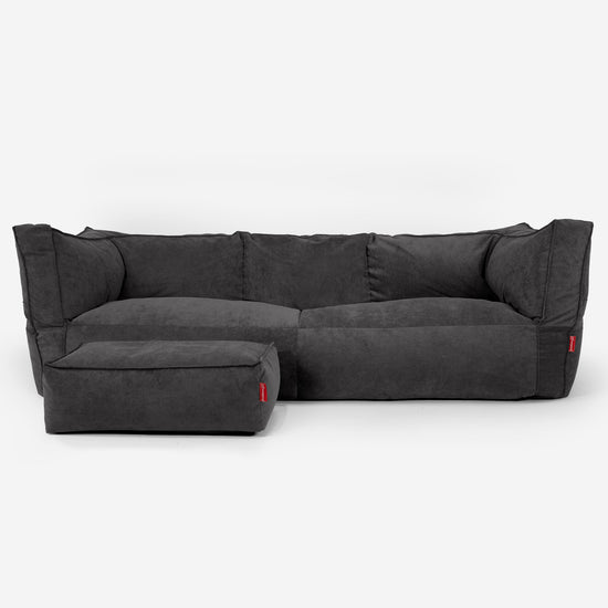 Albert 3-seter Saccosekk Sofa - Smalstripet Kordfløyel Koksgrå 02