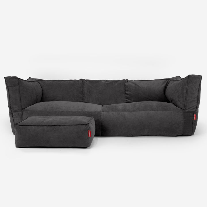 Albert 3-seter Saccosekk Sofa - Smalstripet Kordfløyel Koksgrå 02