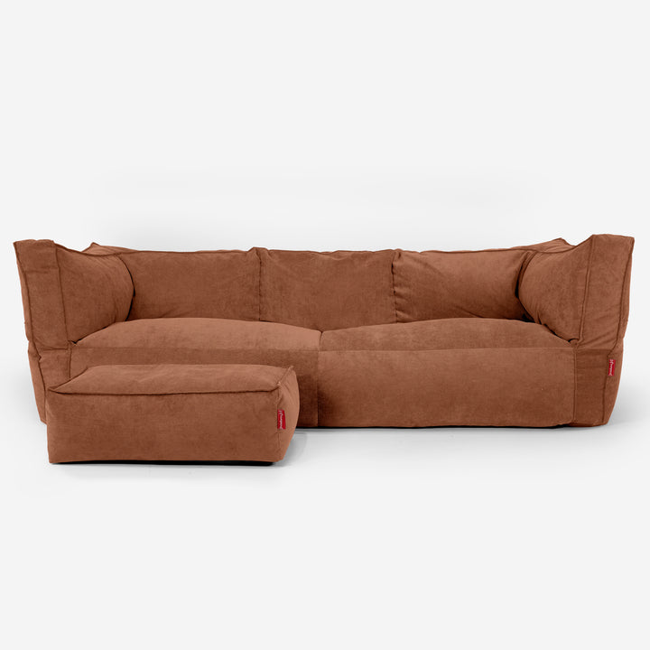 Albert 3-seter Saccosekk Sofa - Smalstripet Kordfløyel Rav 02