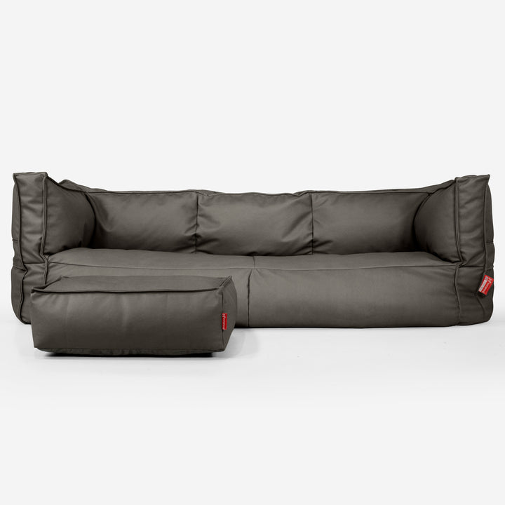 Albert 3-seter Saccosekk Sofa - Vegansk Skinn Grå 02