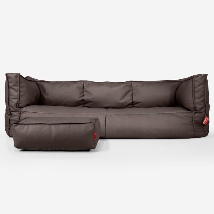 Albert 3-seter Saccosekk Sofa - Vegansk Skinn Sjokolade 02