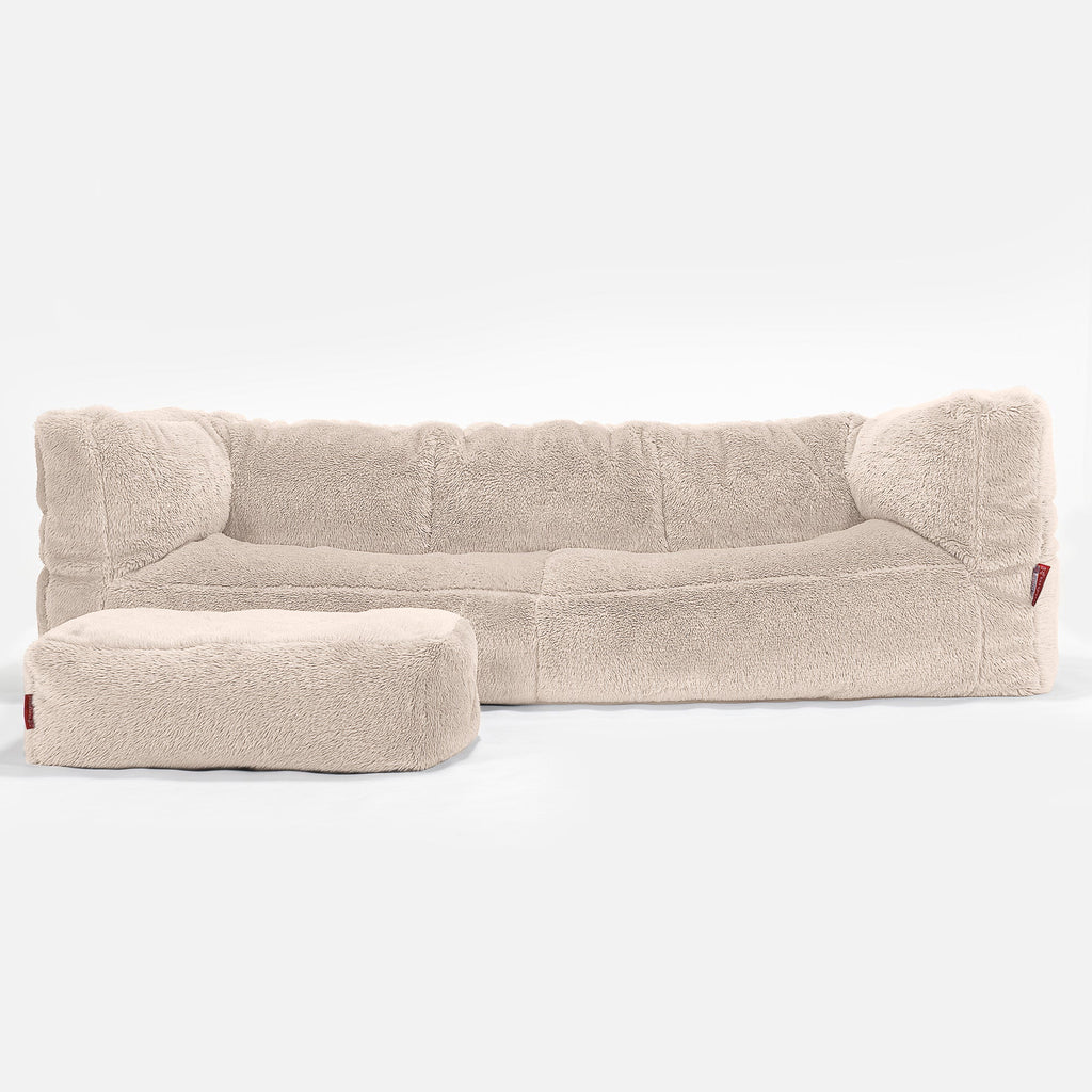 Albert 3-seter Saccosekk Sofa - Teddy-fuskepels Krem 02