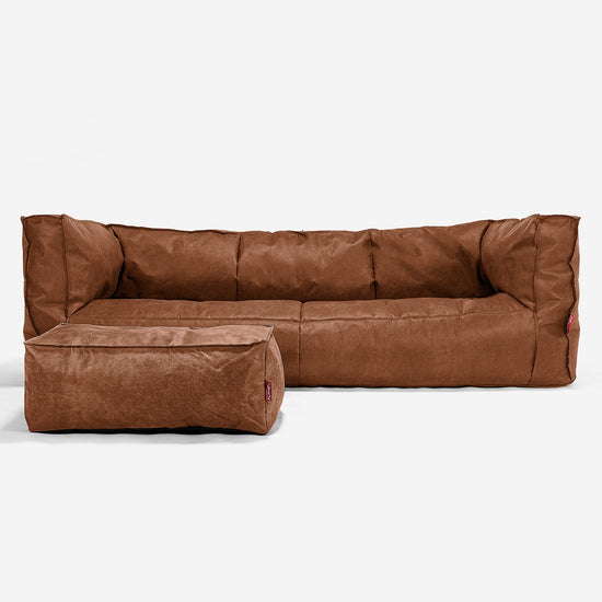 Albert 3-seter Saccosekk Sofa - Vintage Skinn Britisk Brun 02
