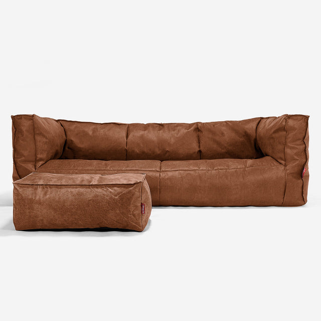 Albert 3-seter Saccosekk Sofa - Vintage Skinn Britisk Brun 02