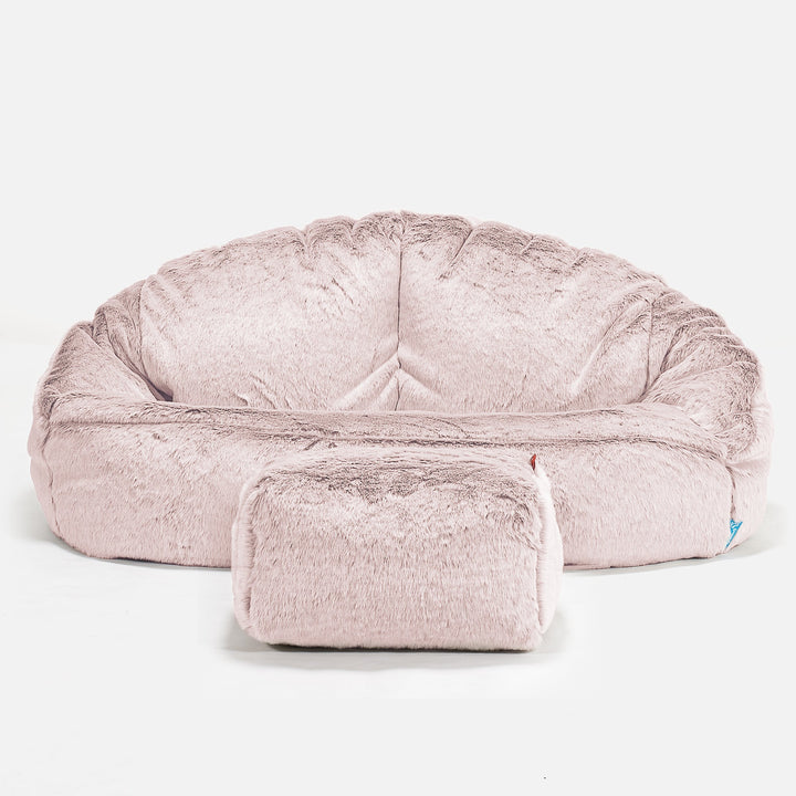 Bubble Sofa-saccosekk for Barn 2-6 år - Kanin-fuskepels Støvete Rosa 02