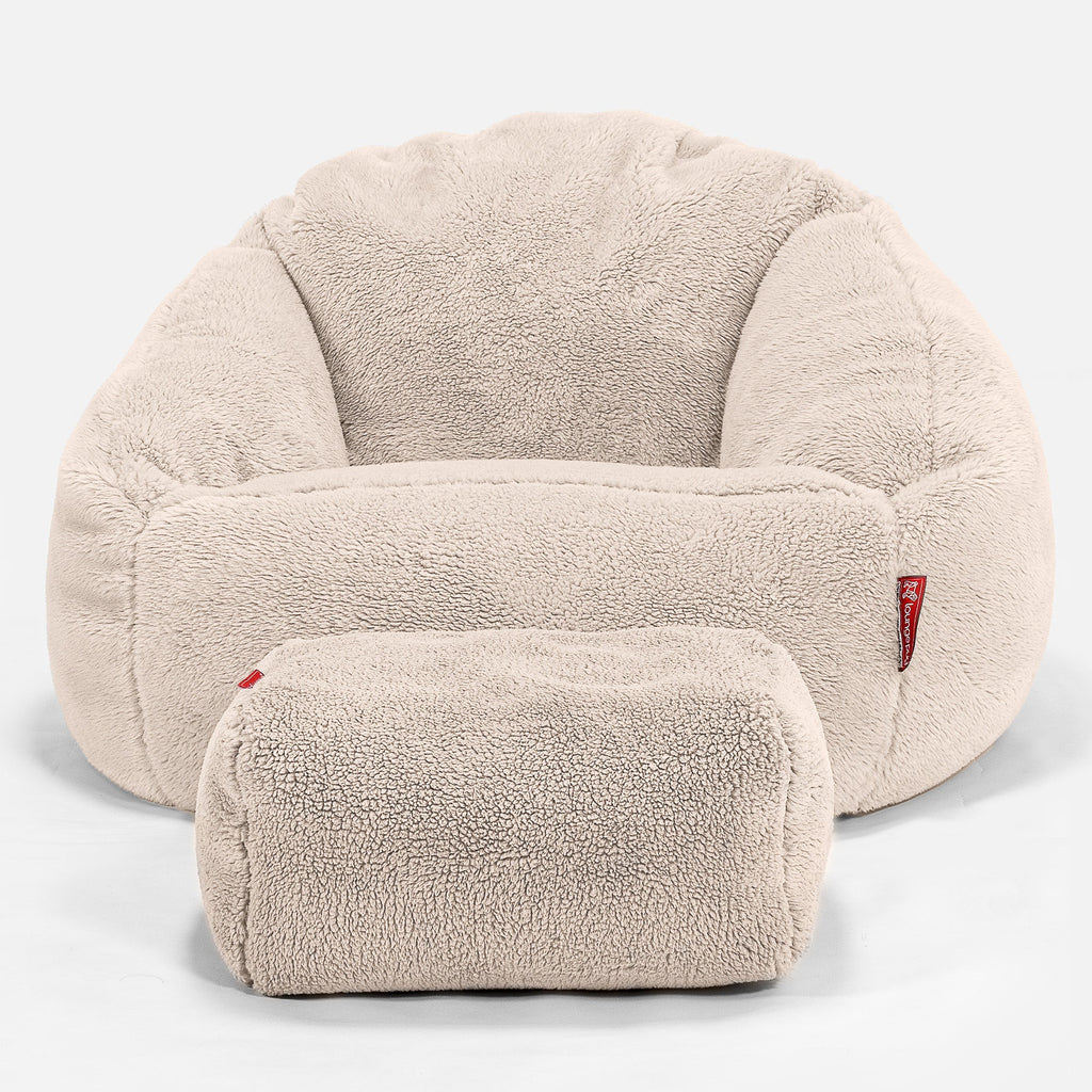 Bubble Saccosekk-stol - Teddy-fuskepels Krem 02