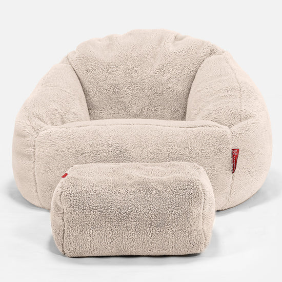 Bubble Saccosekk-stol - Teddy-fuskepels Krem 02