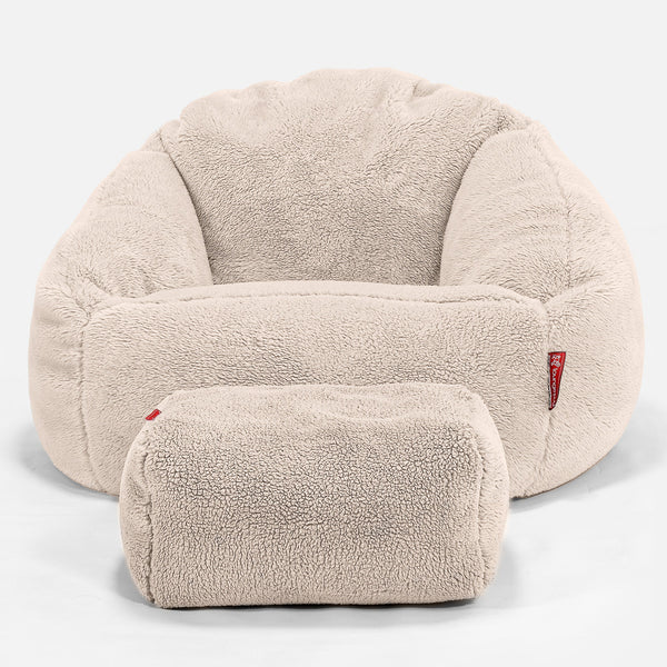 Bubble Saccosekk-stol - Teddy-fuskepels Krem 01