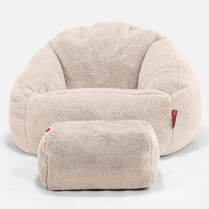 Bubble Saccosekk-stol - Teddy-fuskepels Krem 02