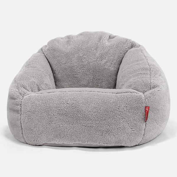 Bubble Saccosekk-stol - Teddy-fuskepels Mellomgrå 01