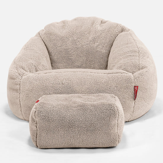 Bubble Saccosekk-stol - Teddy-fuskepels Mink 02