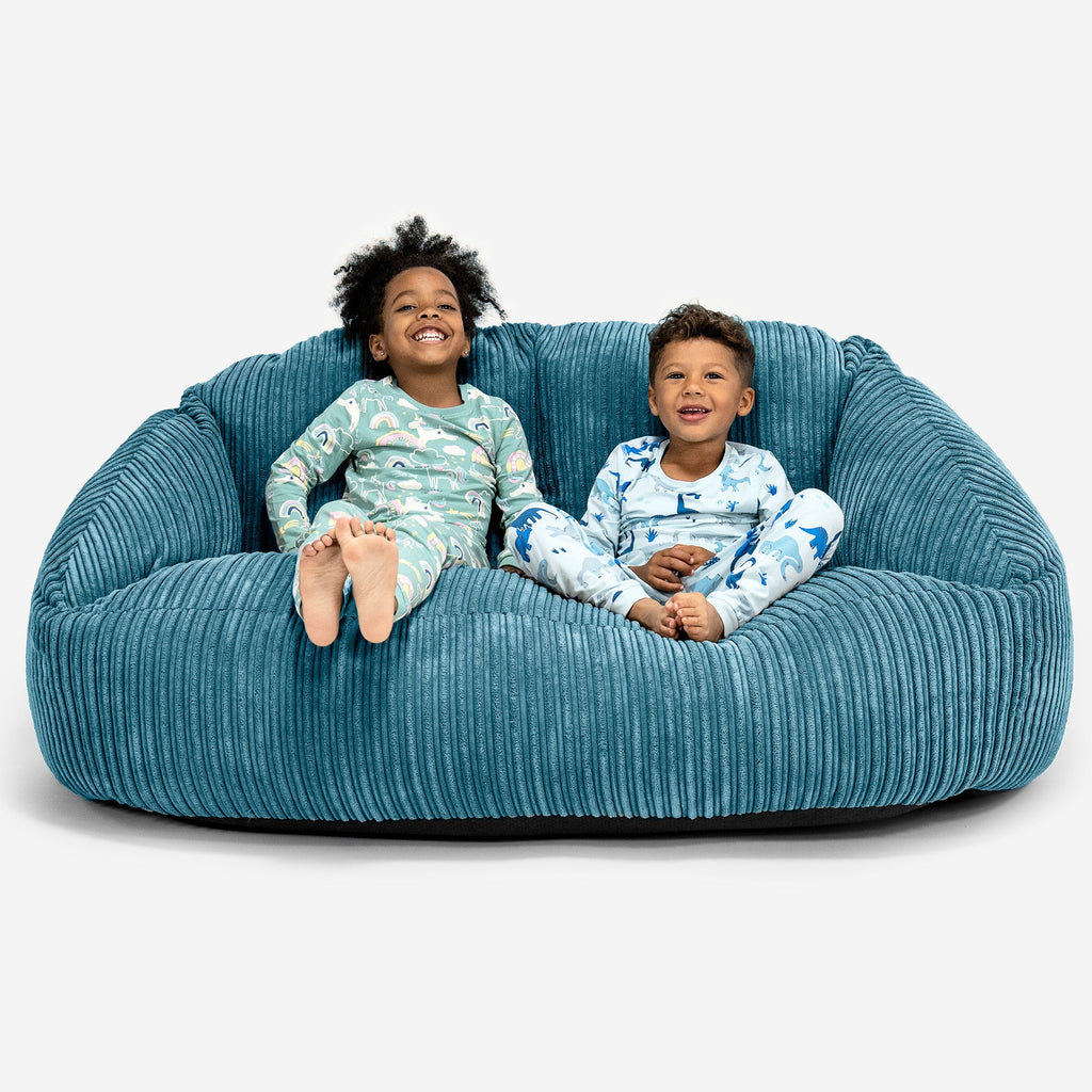 Bubble Stor Sofa-saccosekk for Barn 2-14 år - Klassisk Cord Turkis 01