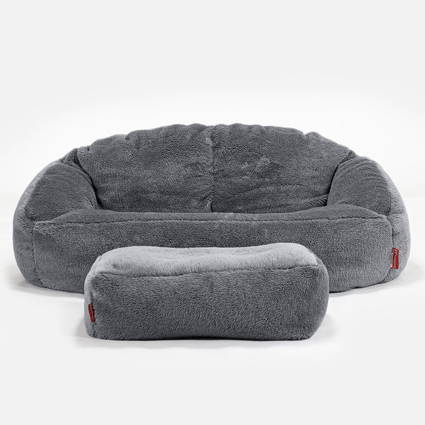 Bubble Sofa-saccosekk - Teddy-fuskepels Mørkegrå 01
