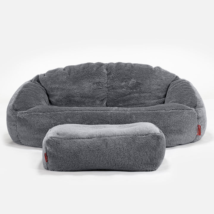 Bubble Sofa-saccosekk - Teddy-fuskepels Mørkegrå 02