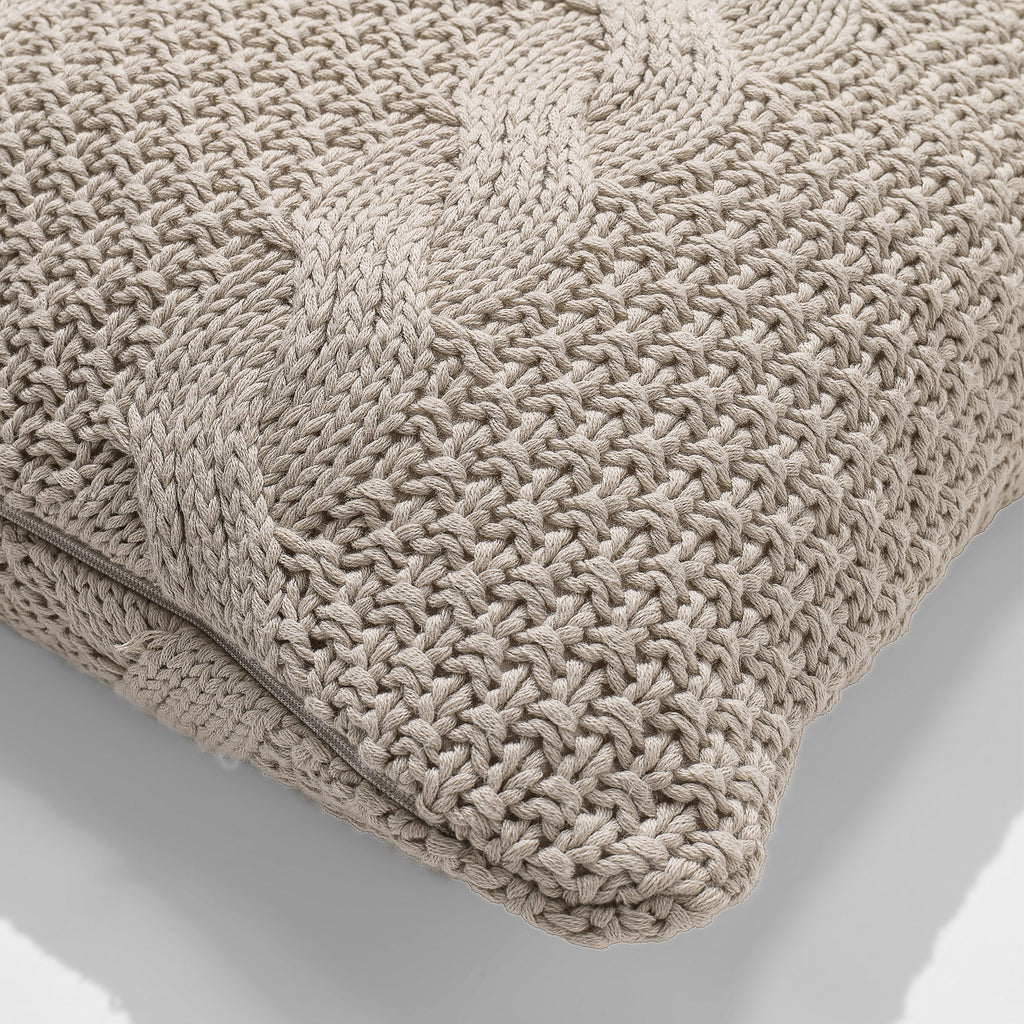 Putetrekk 47 x 47cm - 100% Bomull Cable Krem 02