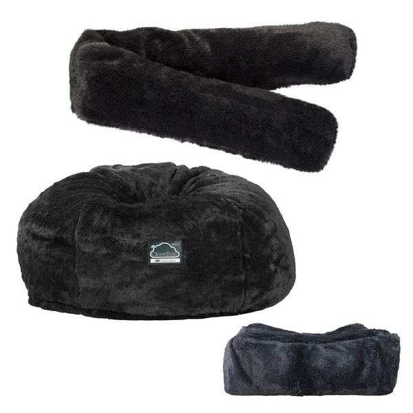 CloudSac 1010 XXL Gigant Memory Foam Saccosekk Sofa - Fuskepels Svart Fabric Close-up Image