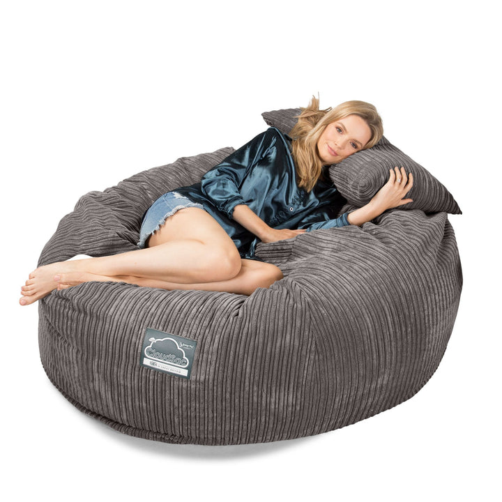 CloudSac 1010 XXL Gigant Memory Foam Saccosekk Sofa - Kordfløyel Grafitt 03