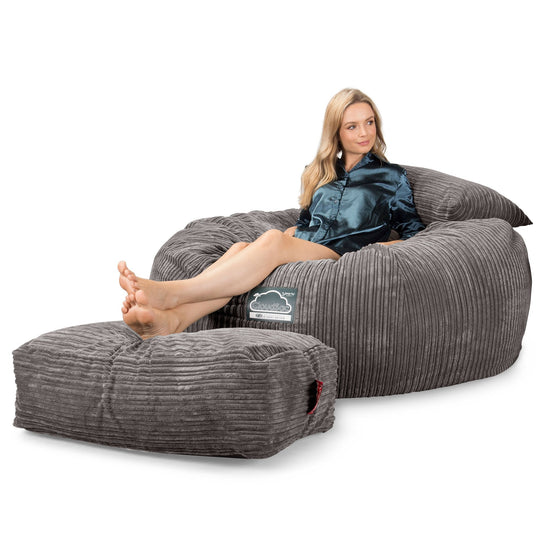 CloudSac 1010 XXL Gigant Memory Foam Saccosekk Sofa - Kordfløyel Grafitt 04