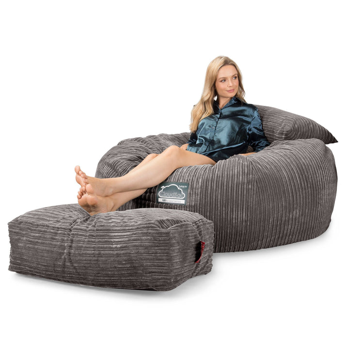 CloudSac 1010 XXL Gigant Memory Foam Saccosekk Sofa - Kordfløyel Grafitt 04