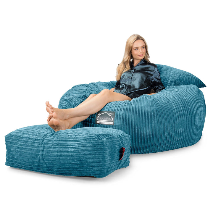 CloudSac 1010 XXL Gigant Memory Foam Saccosekk Sofa - Kordfløyel Turkis 04