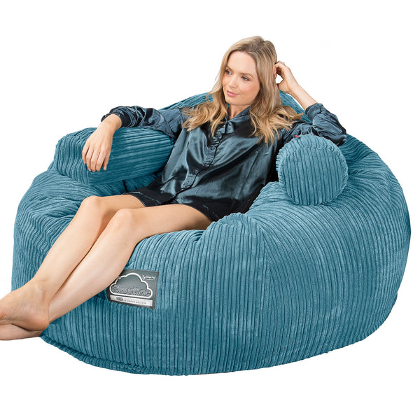 CloudSac 1010 XXL Gigant Memory Foam Saccosekk Sofa - Kordfløyel Turkis Fabric Close-up Image