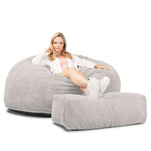 CloudSac 1010 XXL Gigant Memory Foam Saccosekk Sofa - Pom-pom Elfenben