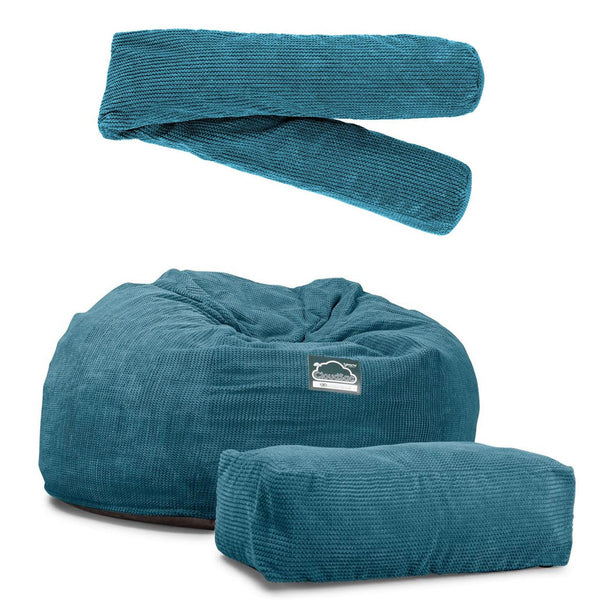 CloudSac 1010 XXL Gigant Memory Foam Saccosekk Sofa - Pom-pom Turkis Fabric Close-up Image