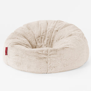 CloudSac 200 Barn Memory Foam Stor Sakkosekk 2-12 år - Kanin-fuskepels Hvit