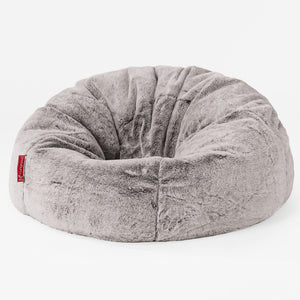 CloudSac 200 Barn Memory Foam Stor Sakkosekk 2-12 år - Kanin-fuskepels Lysegrå
