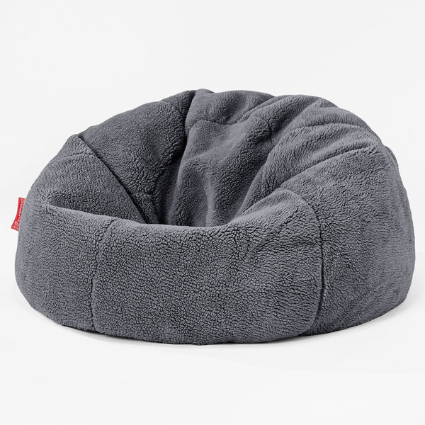 CloudSac 200 Barn Memory Foam Stor Sakkosekk 2-12 år - Teddy-fuskepels Mørkegrå