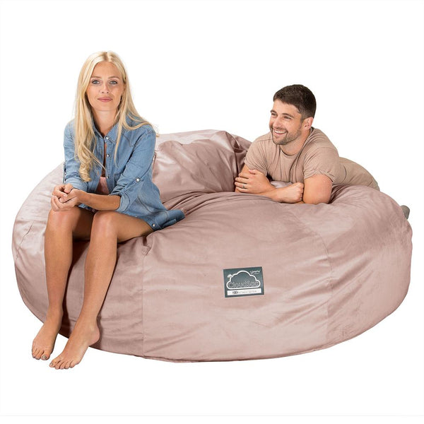 CloudSac 3000 XXL Gigant Dobbel Memory Foam Saccosekk Sofa - Fløyel Rosa