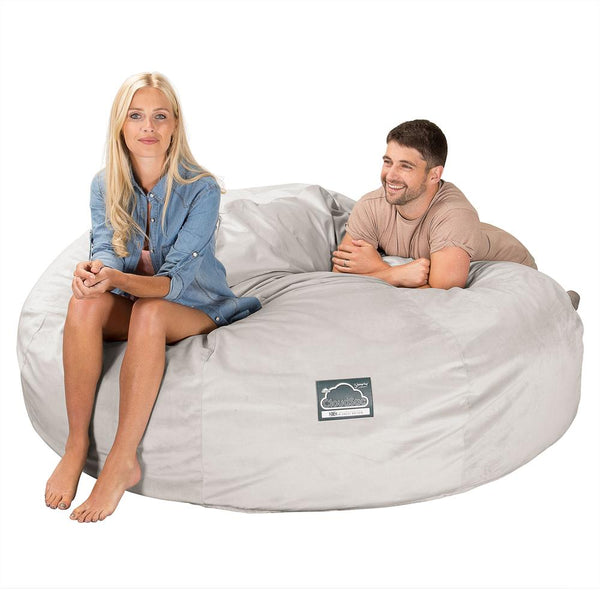 CloudSac 3000 XXL Gigant Dobbel Memory Foam Saccosekk Sofa - Fløyel Sølv