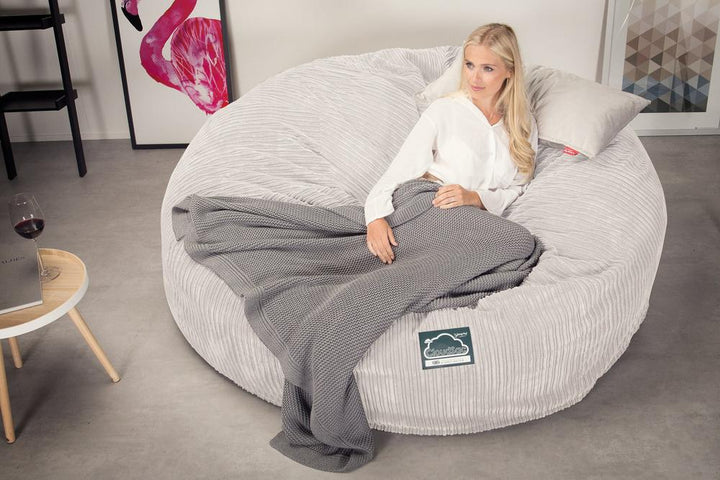 CloudSac 3000 XXL Gigant Dobbel Memory Foam Saccosekk Sofa - Kordfløyel Elfenben 04