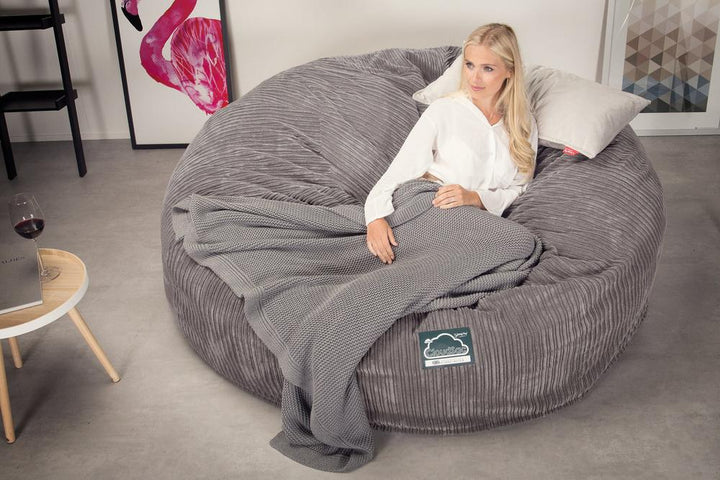 CloudSac 3000 XXL Gigant Dobbel Memory Foam Saccosekk Sofa - Kordfløyel Grafitt 04