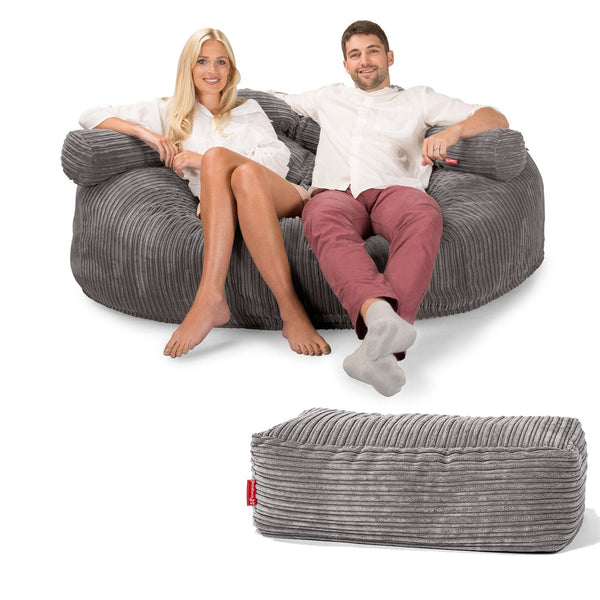 CloudSac 3000 XXL Gigant Dobbel Memory Foam Saccosekk Sofa - Kordfløyel Grafitt Fabric Close-up Image