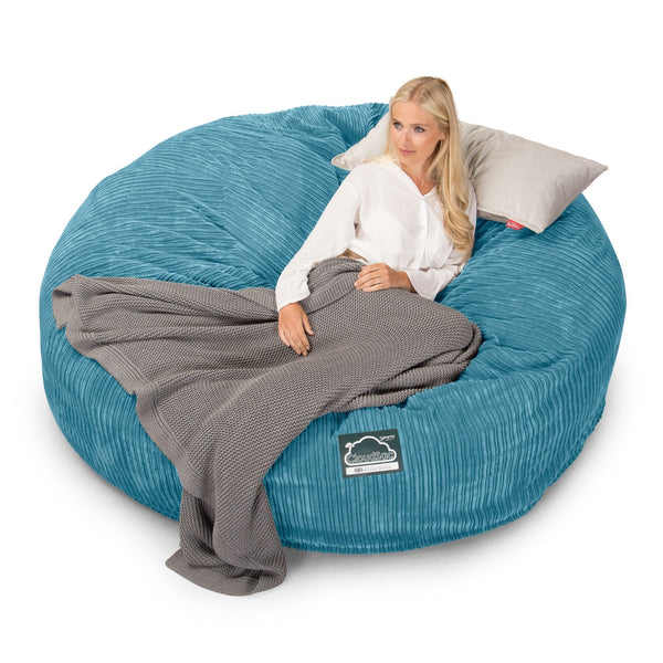 CloudSac 3000 XXL Gigant Dobbel Memory Foam Saccosekk Sofa - Klassisk Cord Turkis