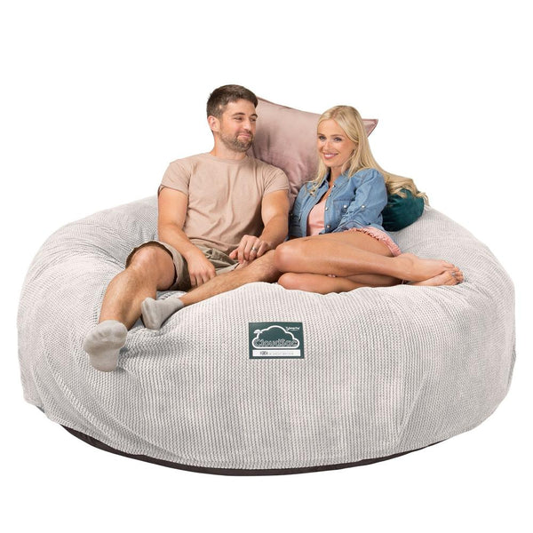 CloudSac 3000 XXL Gigant Dobbel Memory Foam Saccosekk Sofa - Pom-pom Elfenben