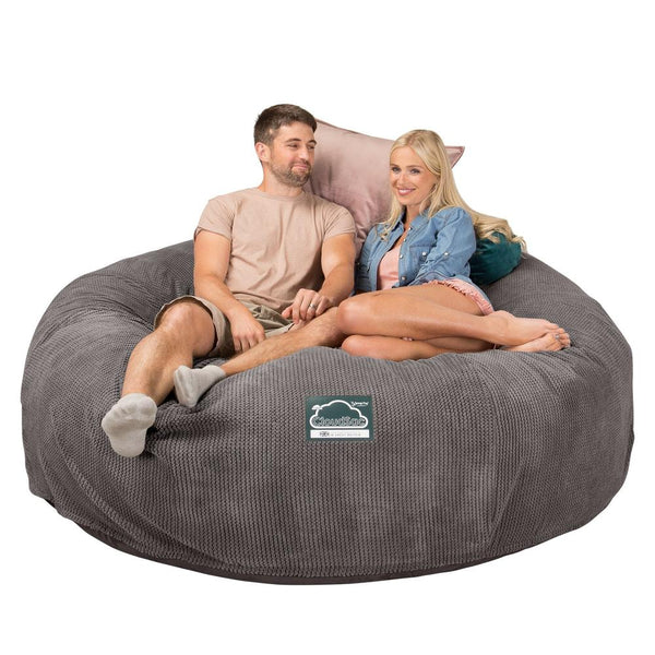 CloudSac 3000 XXL Gigant Dobbel Memory Foam Saccosekk Sofa - Pom-pom Koksgrå