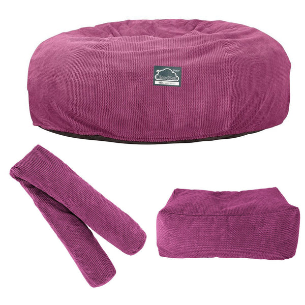 CloudSac 3000 XXL Gigant Dobbel Memory Foam Saccosekk Sofa - Pom-pom Rosa Fabric Close-up Image