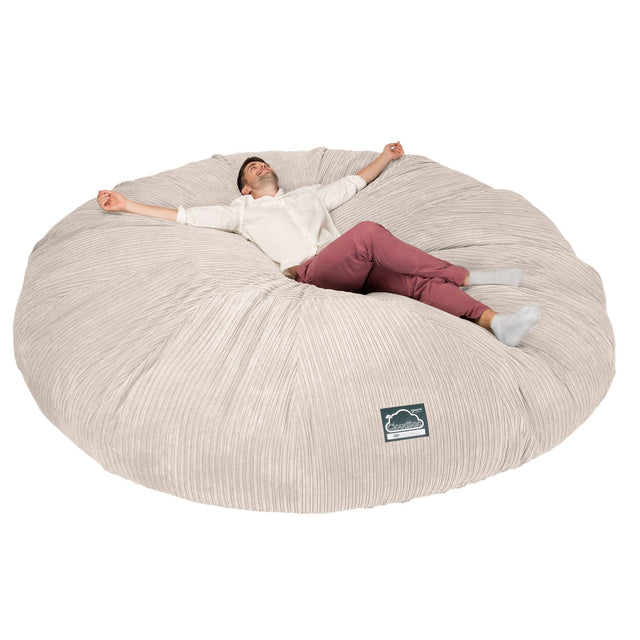 CloudSac 5000 XXXXXL Titanisk Memory Foam Saccosekk Sofa - Kordfløyel Elfenben 01