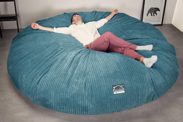 CloudSac 5000 XXXXXL Titanisk Memory Foam Saccosekk Sofa - Kordfløyel Turkis Fabric Close-up Image