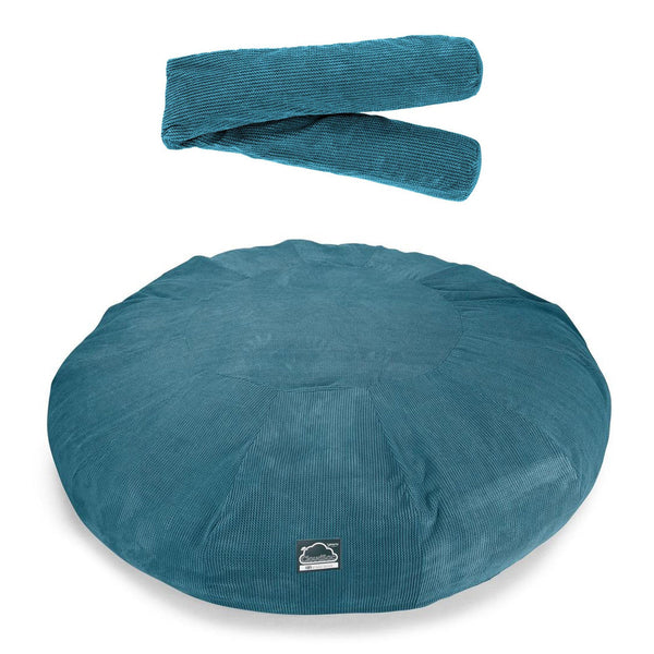CloudSac 5000 XXXXXL Titanisk Memory Foam Saccosekk Sofa - Pom-pom Turkis Fabric Close-up Image