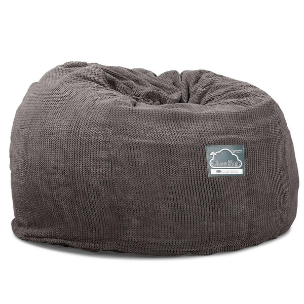 CloudSac 510 XL Stor Memory Foam Sakkosekk - Pom-pom Koksgrå Fabric Close-up Image